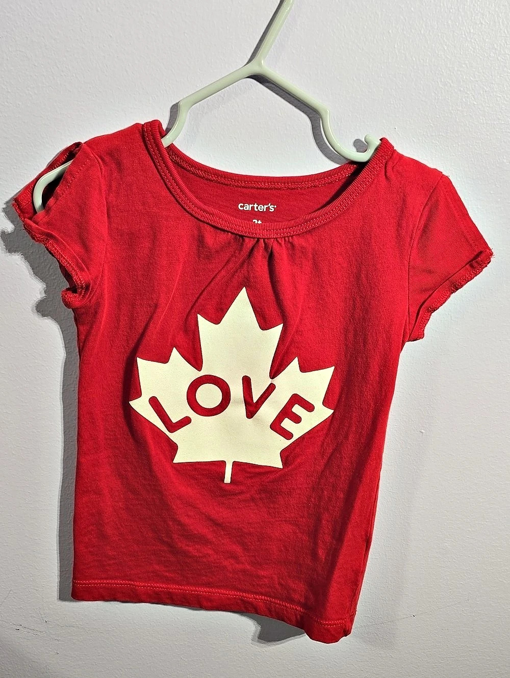 Carter's Canada Day Maple Leaf Graphic Tee Red & Cream Baby 3M